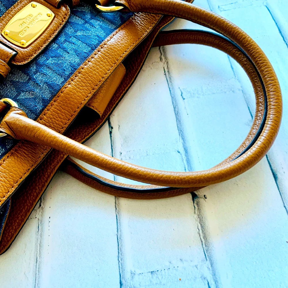 Michael Kors Blue Denim and Brown Leather Tote - Picture 7 of 15